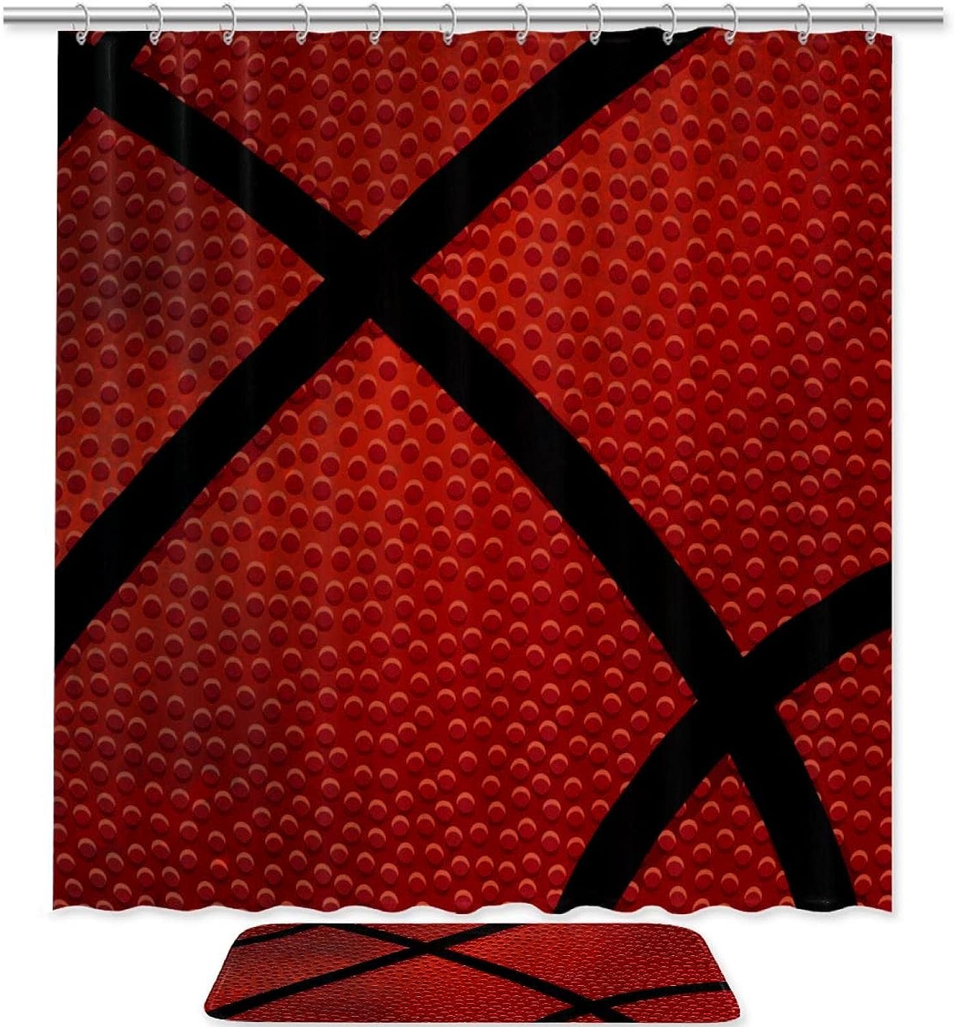 Dark Texture Vector Basketball Shower Curtain Perfect For A Modern Sports Bathroom