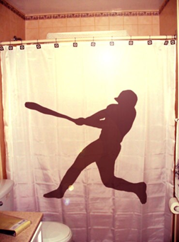Sports Player Extra Long Shower Curtain For Baseball Bathroom Decor