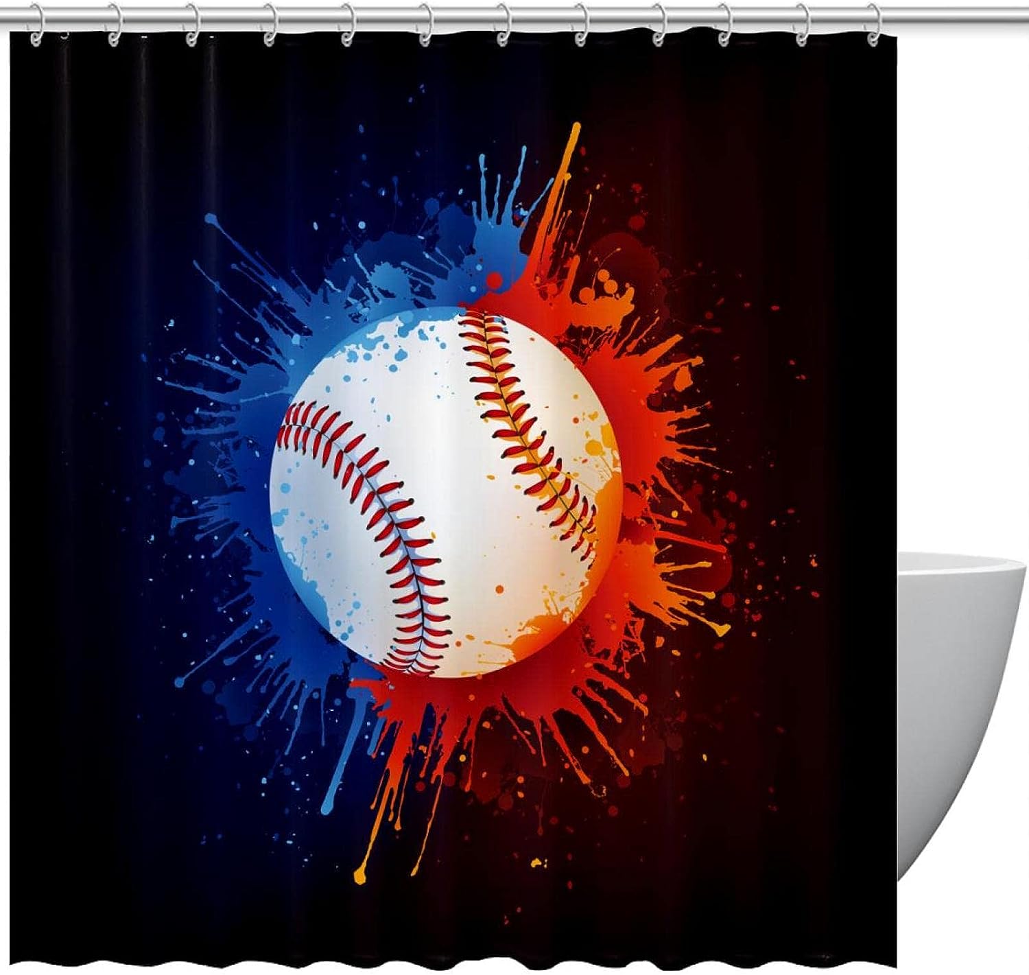 Classic Baseball Shower Curtain For Sports Bathroom Decor