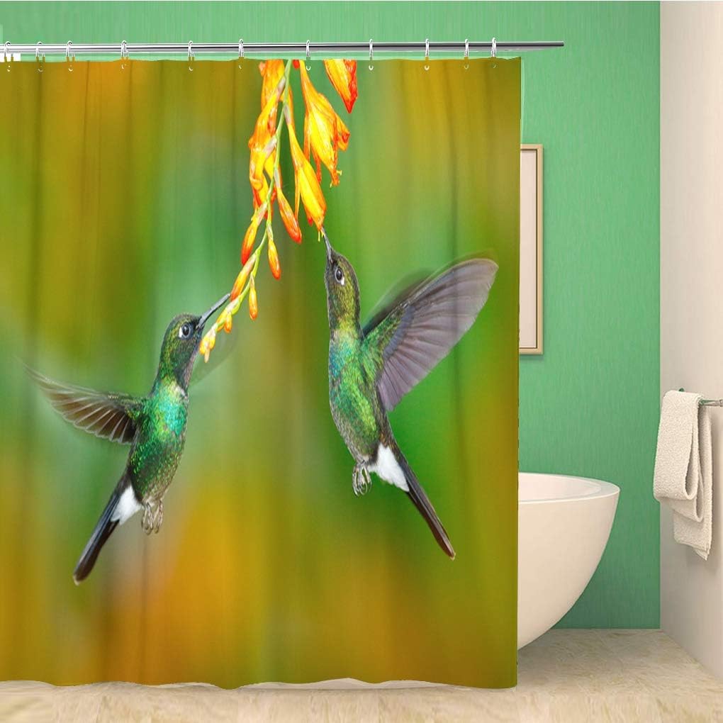 Flying Hummingbirds Tourmaline Sunangel Shower Curtain, Waterproof Fabric, Home And Bathroom Decor