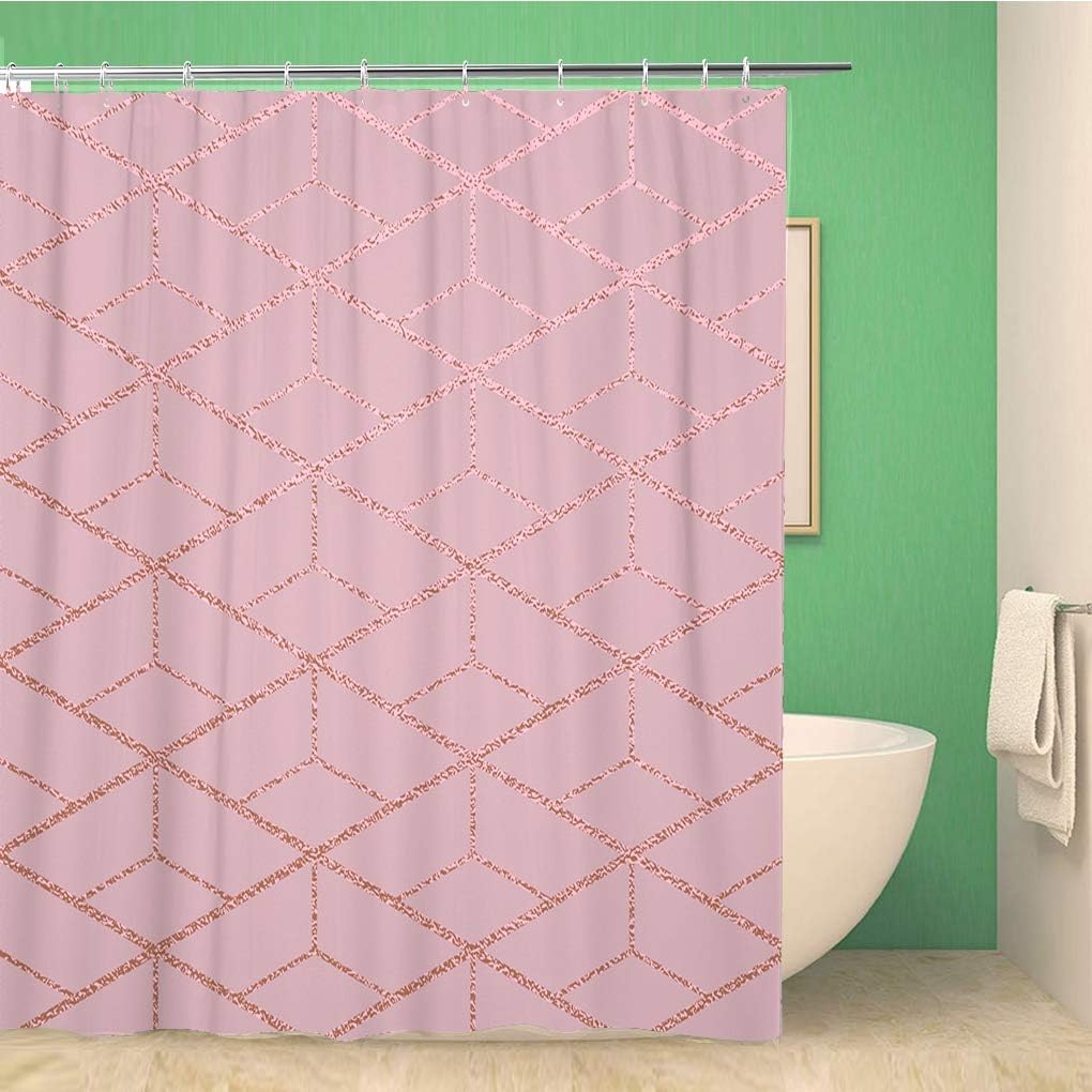 Pink Glossy Rose Quartz Shower Curtain, Waterproof Fabric, Bathroom Decor