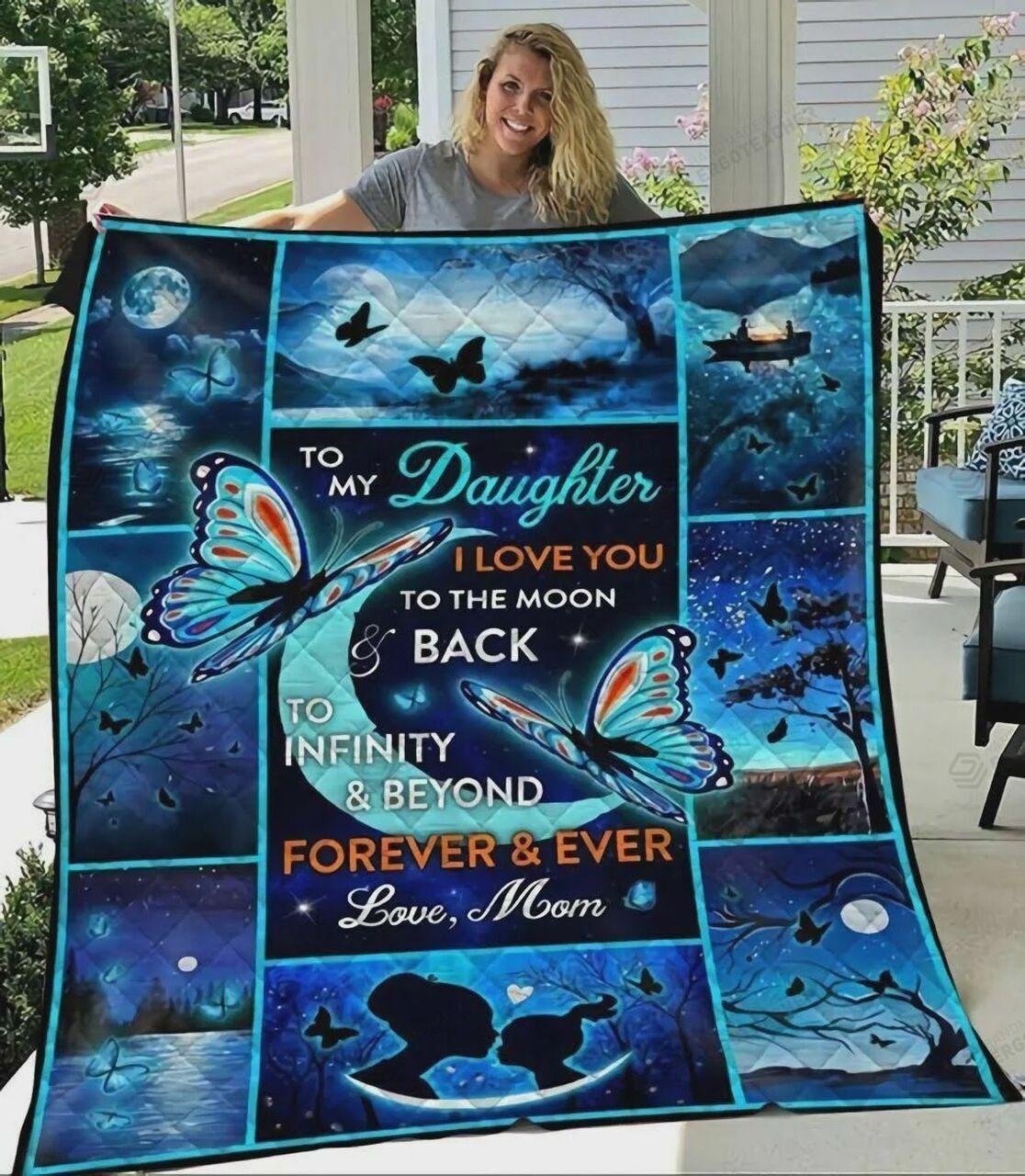 onalized Family To My Daughter Quilt Blanket From Mom Love You To The Moon And Back Greattomized Blanket G For Birthday C Thgiving