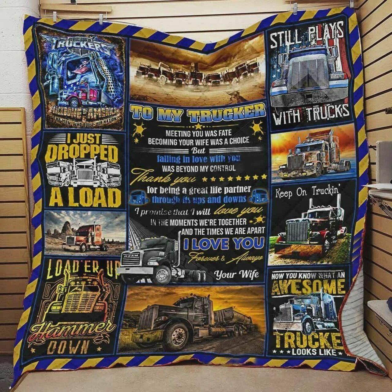onalized To My Trucker Quilt Blanket From Wife Myban The World Hot Trucker Greattomized Blanket G For Birthday C Thgiving