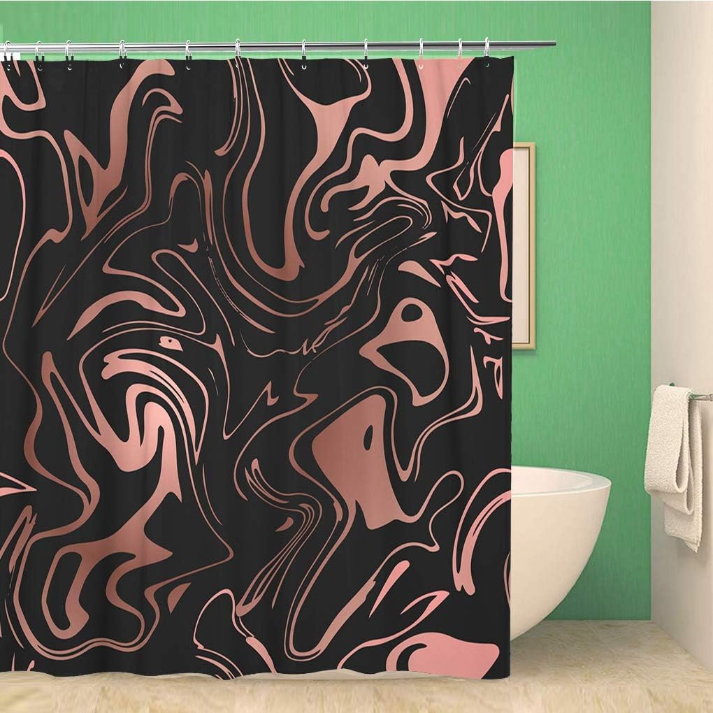 Creative Ink Marble Abstract Faux Rose Gold Shower Curtain Elegant Bathroom Decor