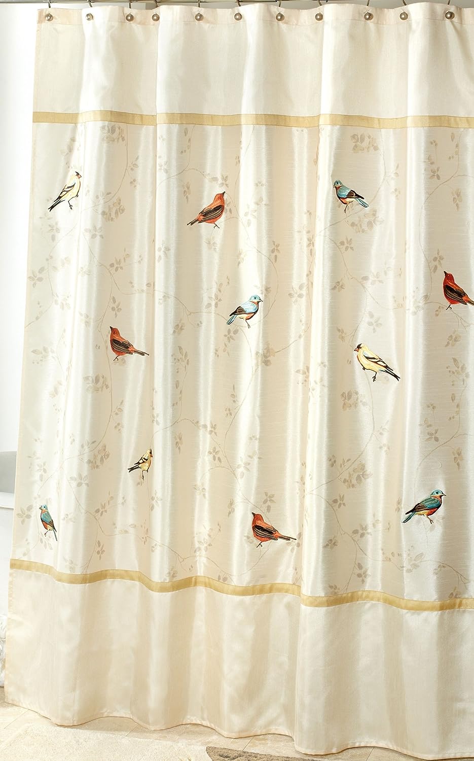 Gilded Birds Shower Curtain In Gold And Ivory Avanti Linens Bathroom Decor