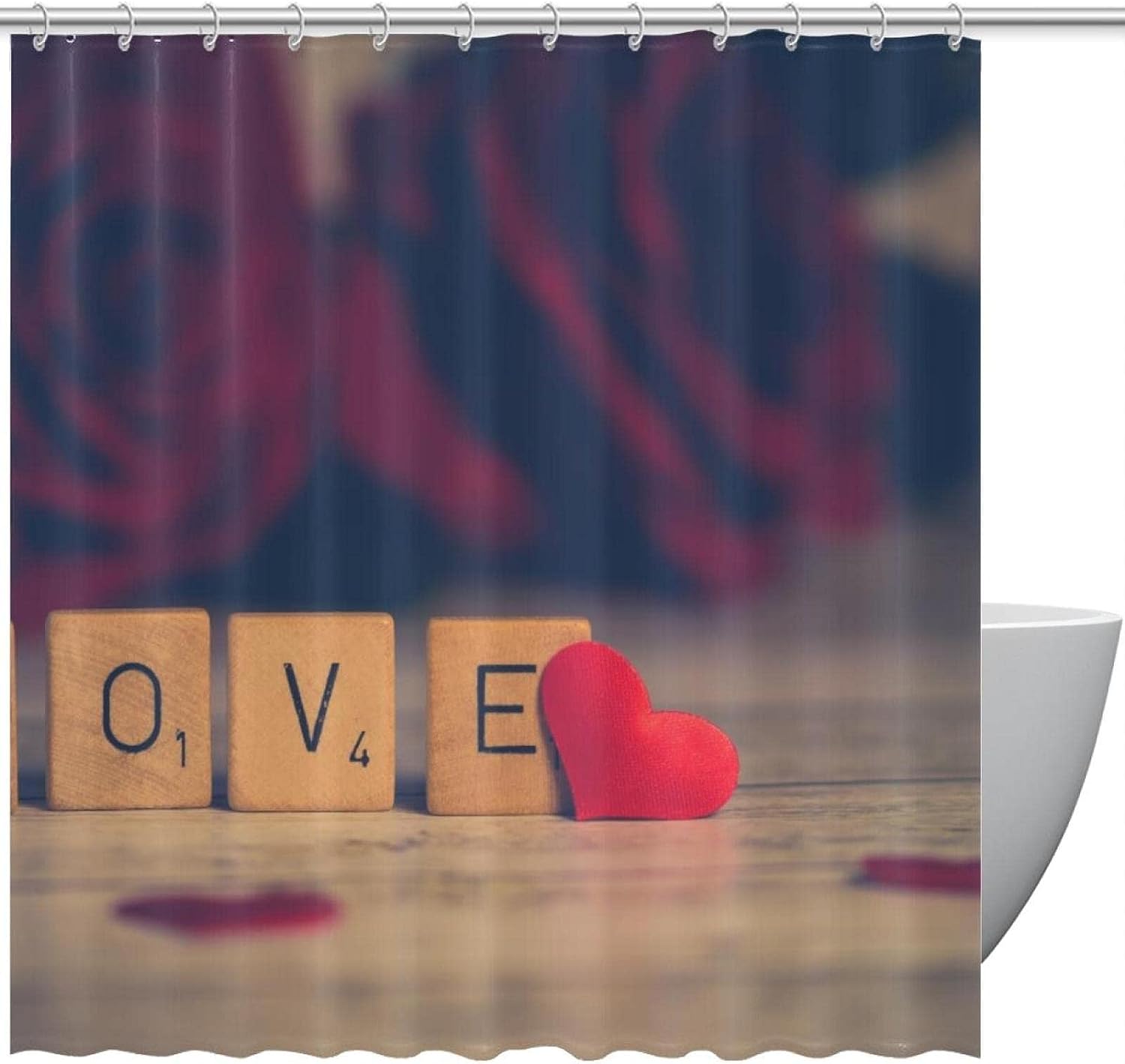 Red Love Heart Shower Curtain Awesome Bathroom Decor With Quotes