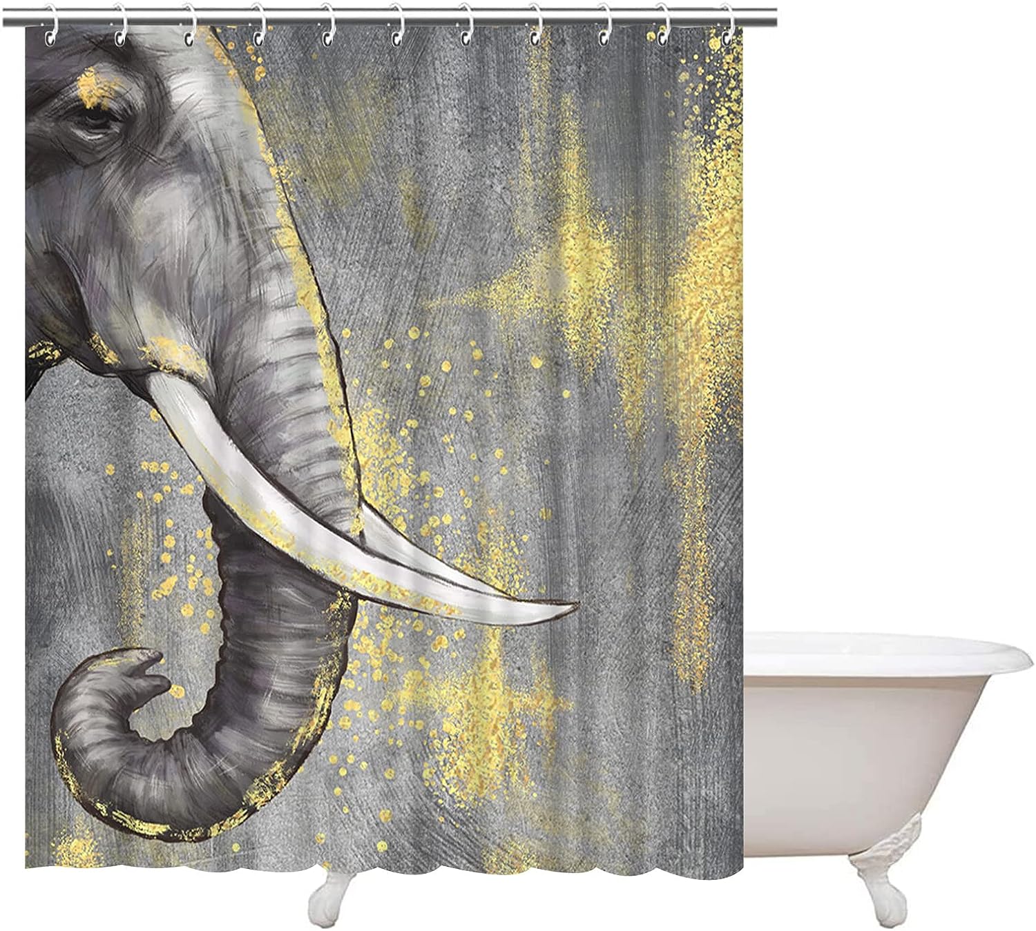 Grey Elephant Shower Curtain Animal Bathroom Decor