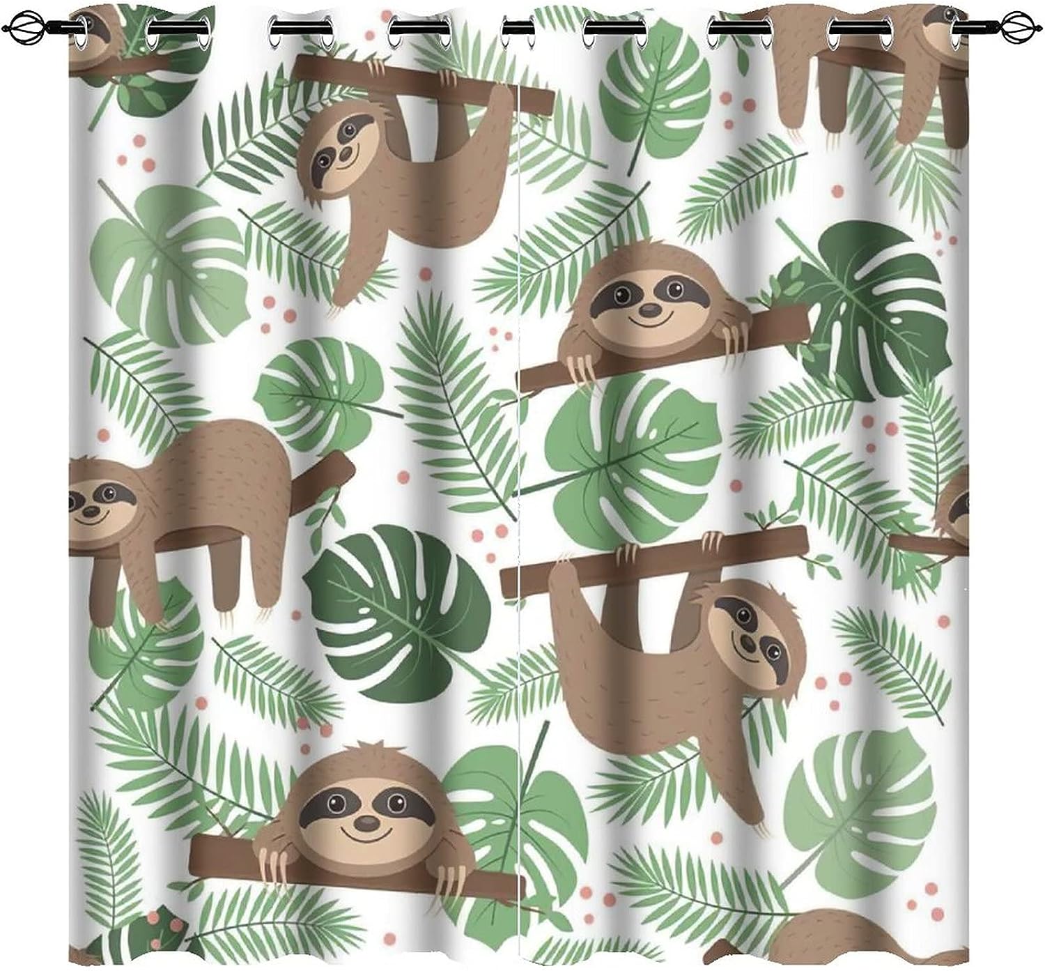 Sloth Shower Curtain Cartoon Animal Bathroom Curtain For Girls