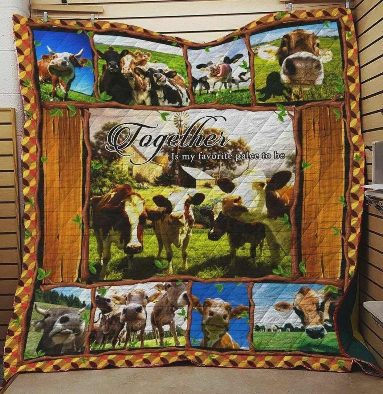 Farm Togethe My Favourite Place Quilt Blanket Greattomized Blanket G For Birthday C Thgiving