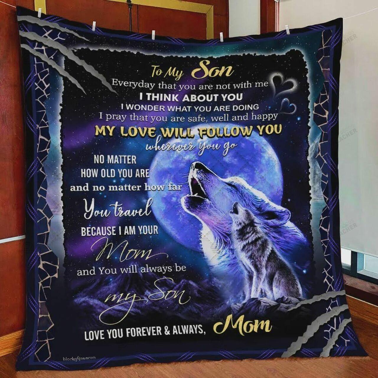 onalized Wolf Family To on Quilt Blanket From Mom My Love Will Follow You Quilt Blanket Greattomized Blanket G For Birthday C Thgiving