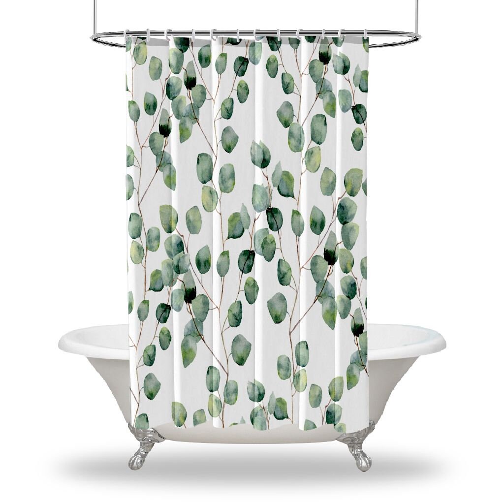 Multi-Size Eucalyptus Leaves Shower Curtain Home Decor Bathroom Curtain