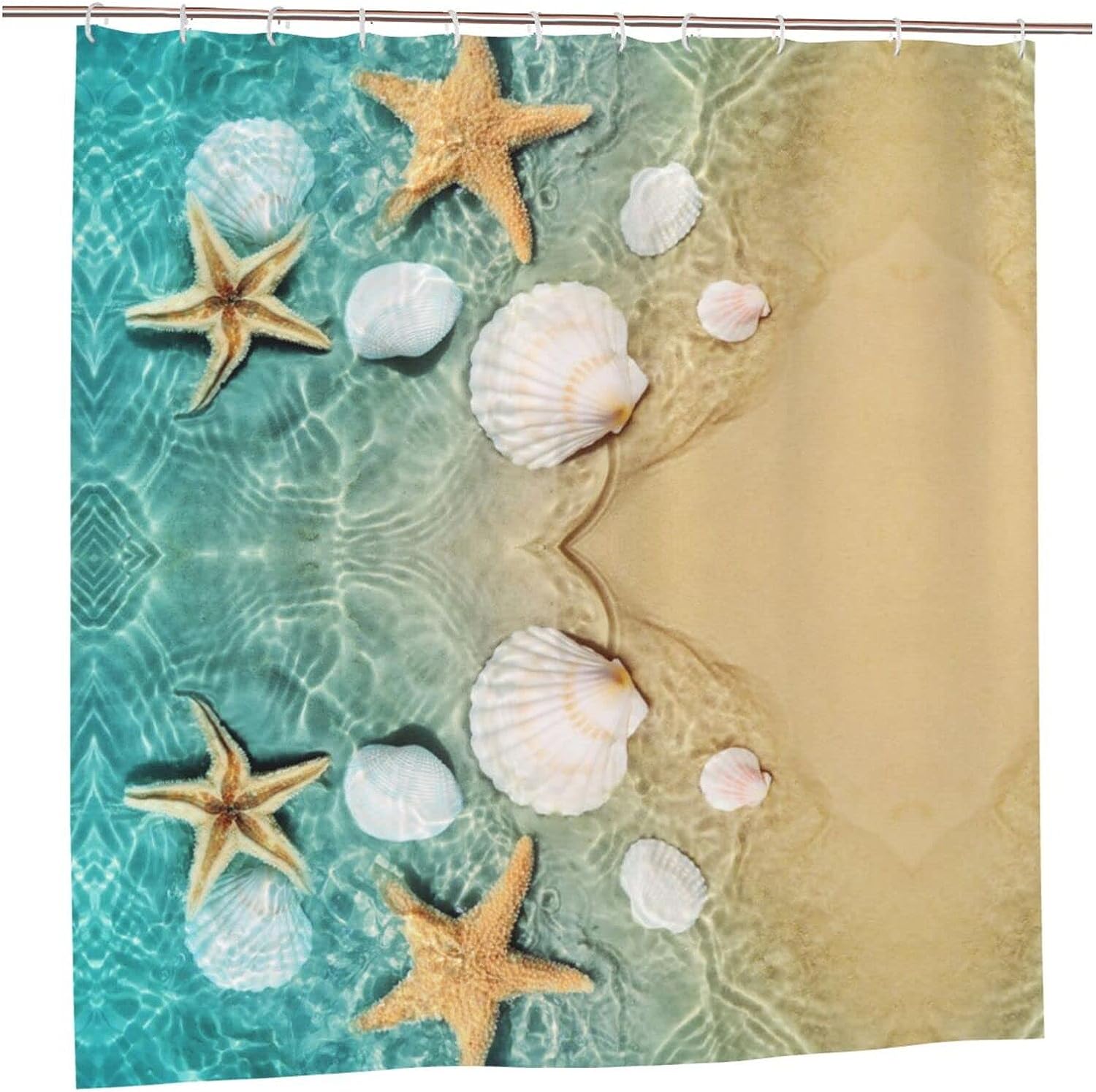 Starfish And Seashell Pattern Shower Curtain Home Decor Bathroom Curtain