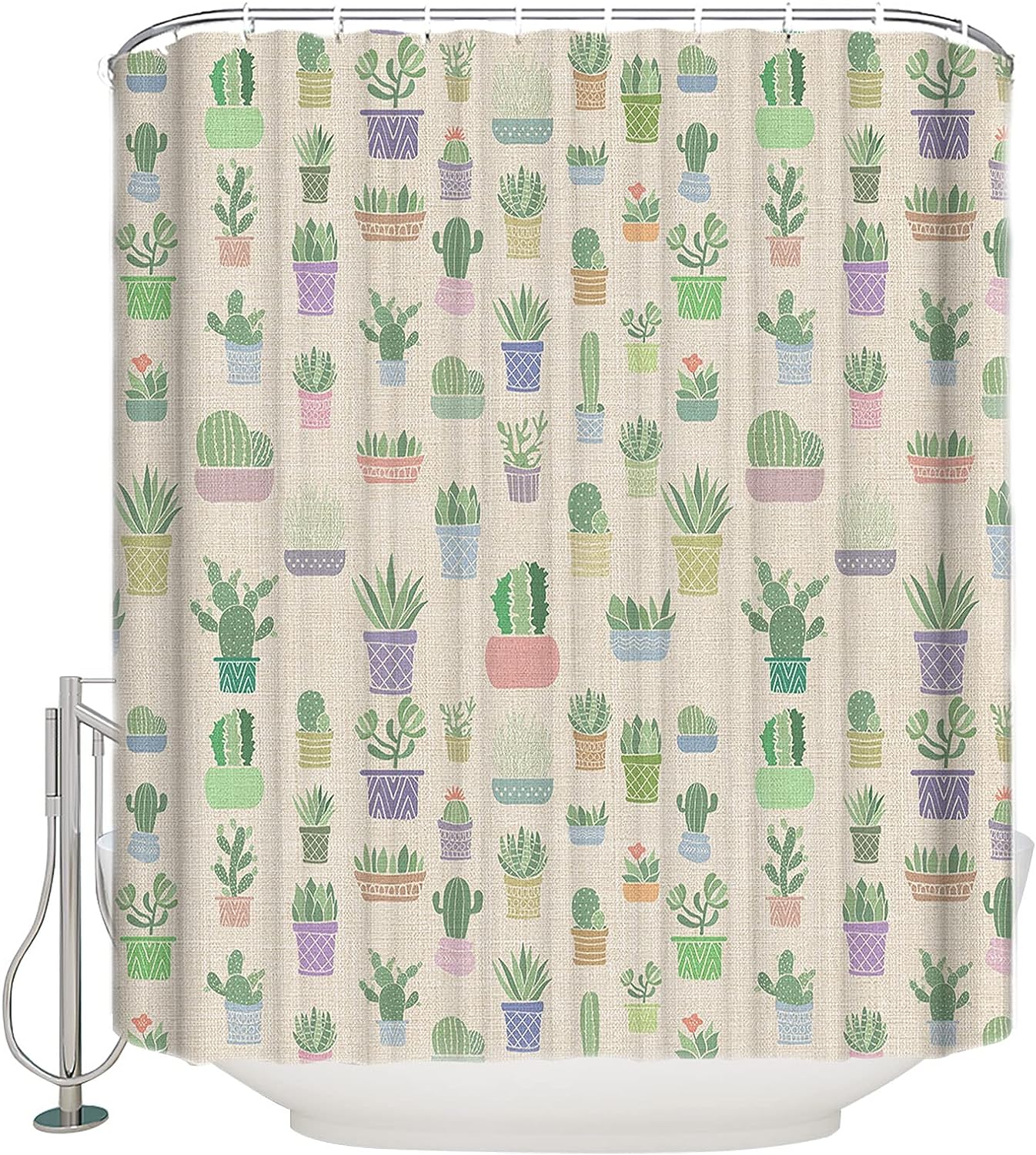 Succulents Oasis Cactus Plant Shower Curtain Bathroom Decor