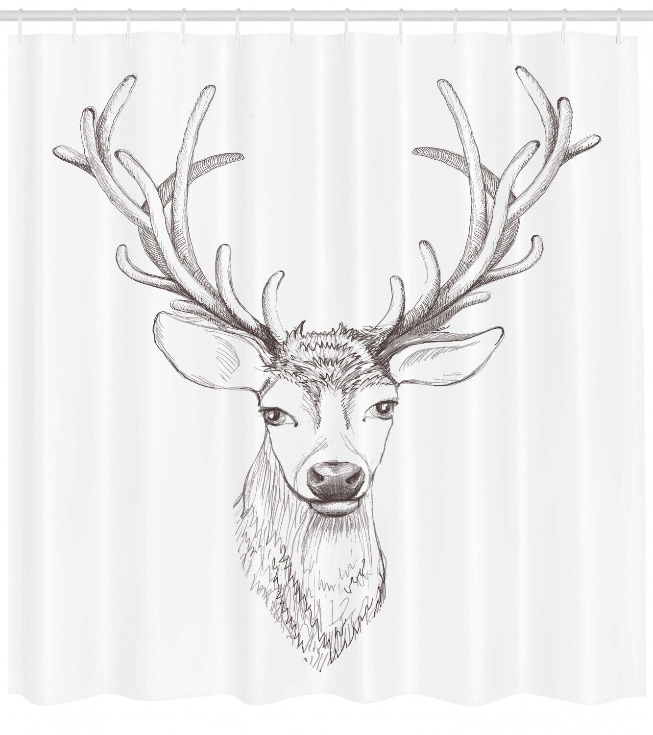 Rustic Antlers Pattern Fabric Shower Curtain Cabin Bathroom Decor