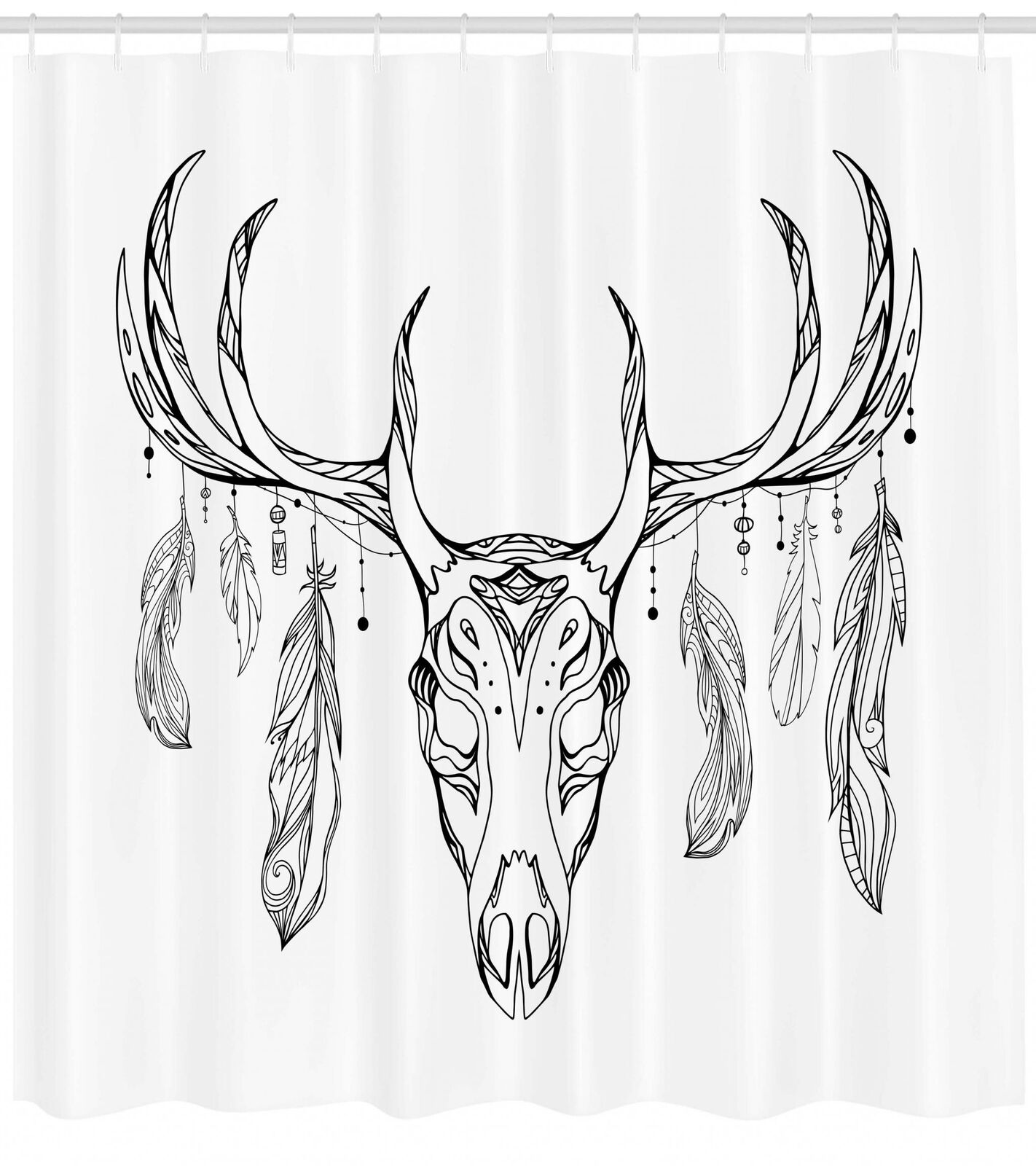 Fabric Antlers Shower Curtain Rustic Bathroom Decor