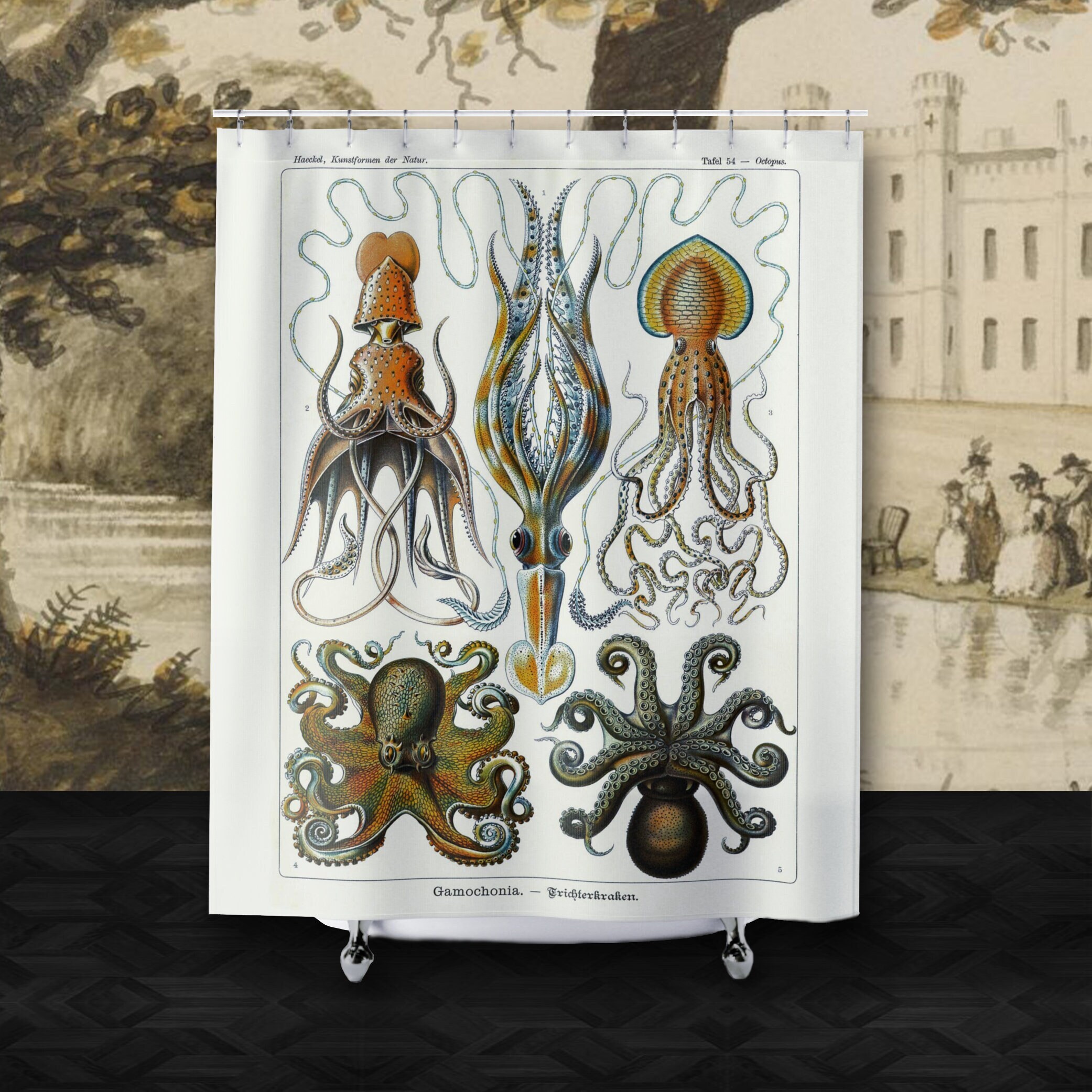 Nautical Octopus Shower Curtain Antique Bathroom Decor