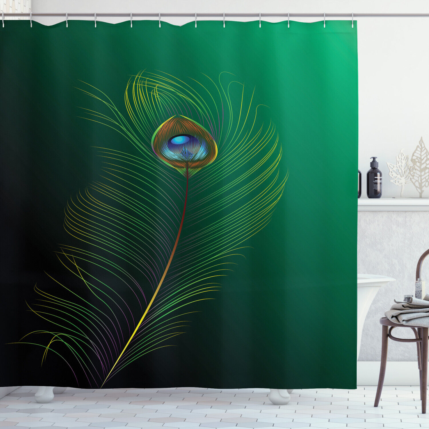 Peacock Bird Plumes Shower Curtain For Bathroom Decor Animal Print