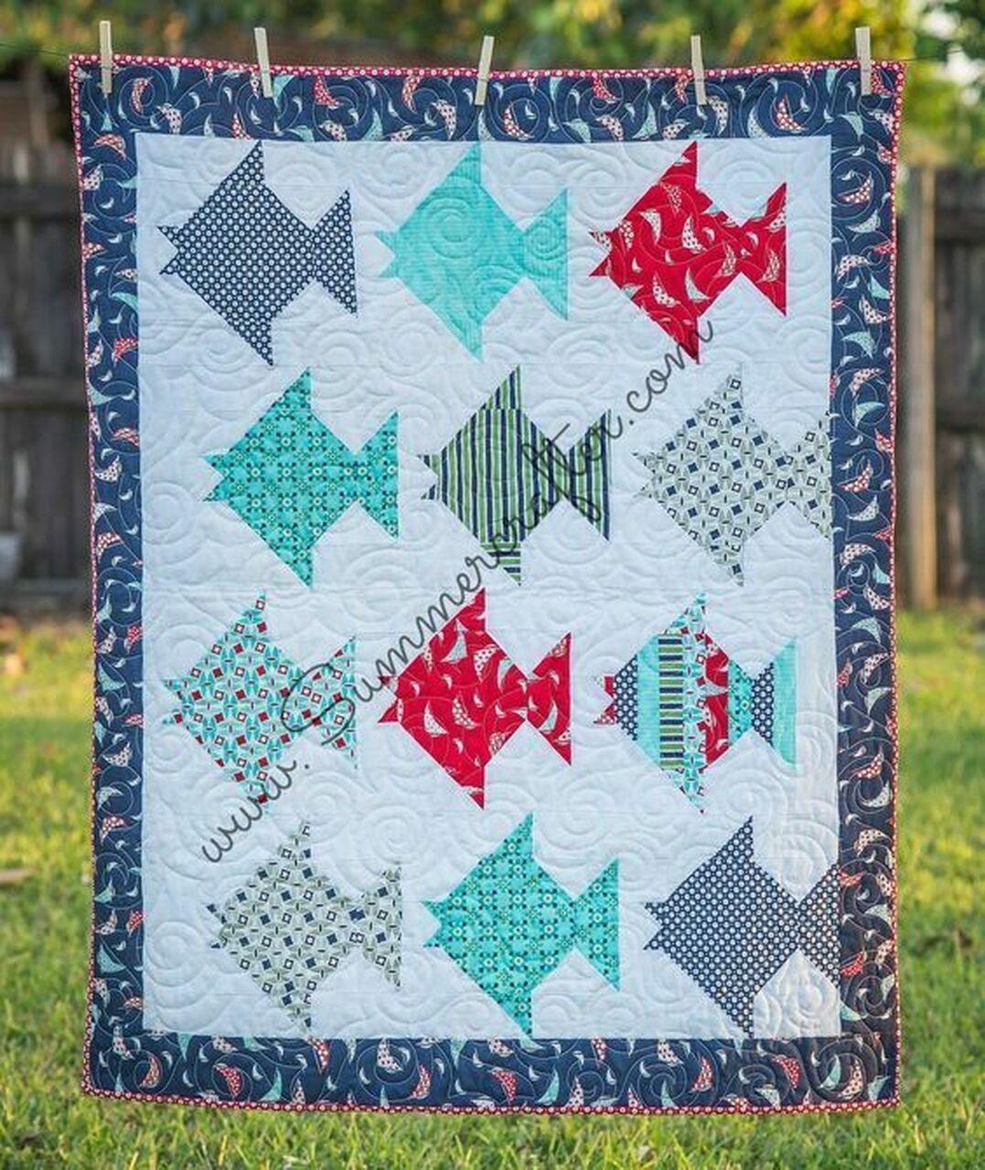 Fish Cla1110246Q Quilt Blanket