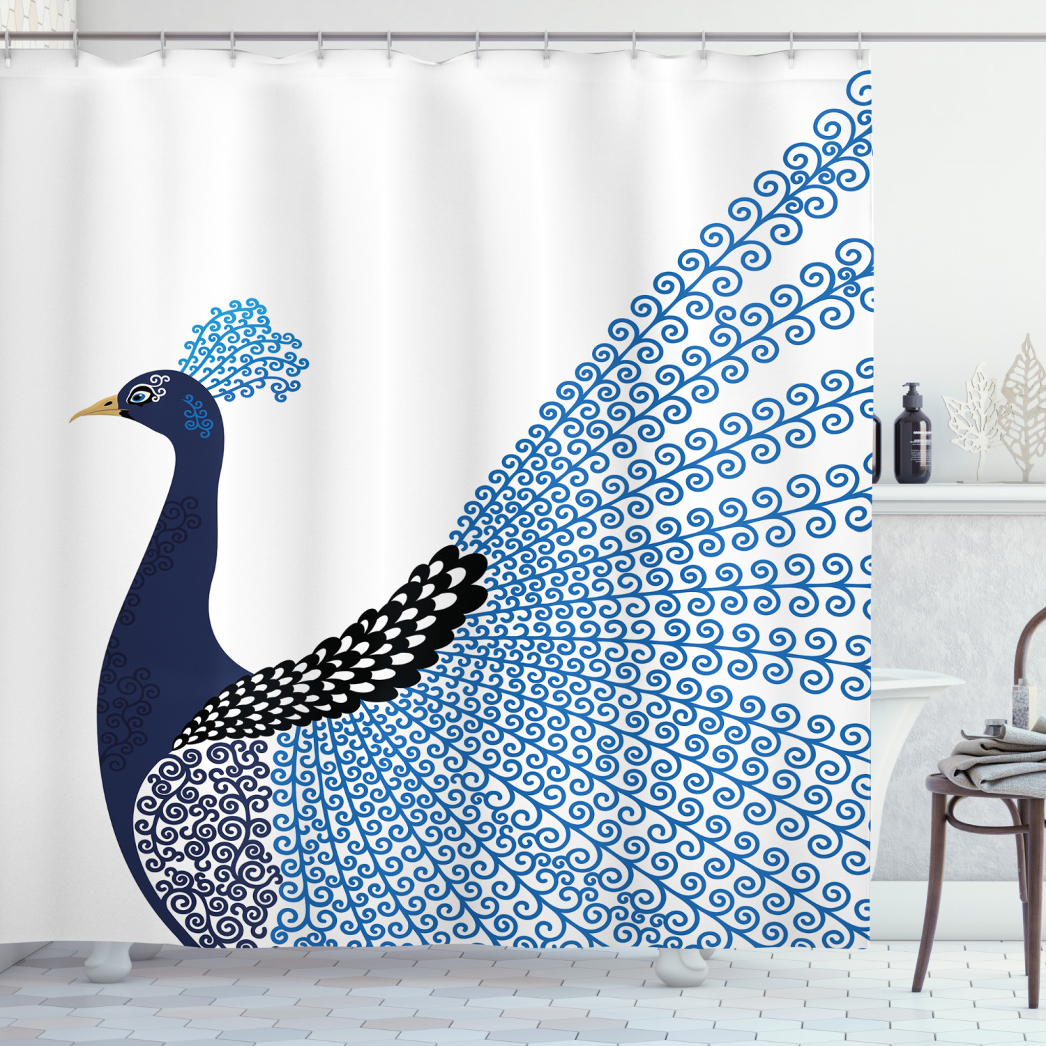 Exotic Peacock Wild Bird Animal Print Shower Curtain For Bathroom