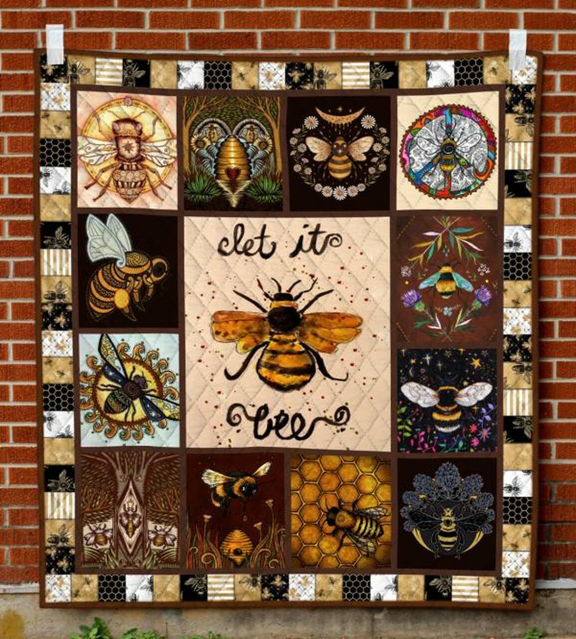Hippie Let It Bee Quilt Blanket Quilt