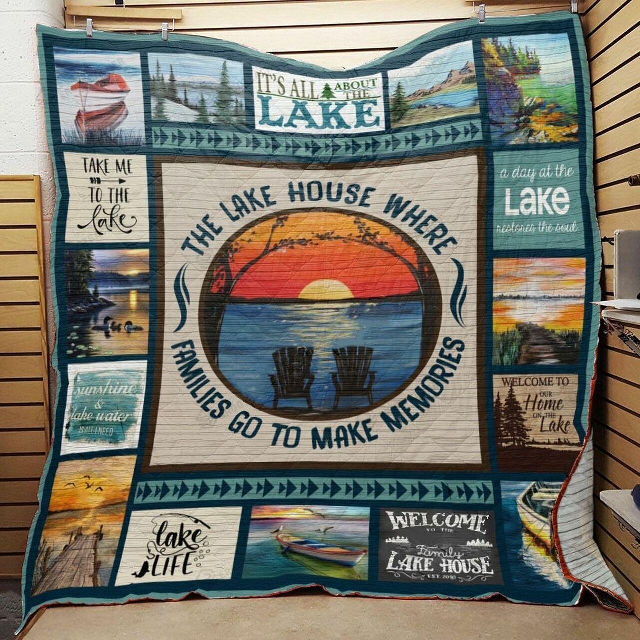 The Lake e Where Fami Go To Make Memo Quilt Blanket Greattomized Blanket G For Birthday C Thgiving