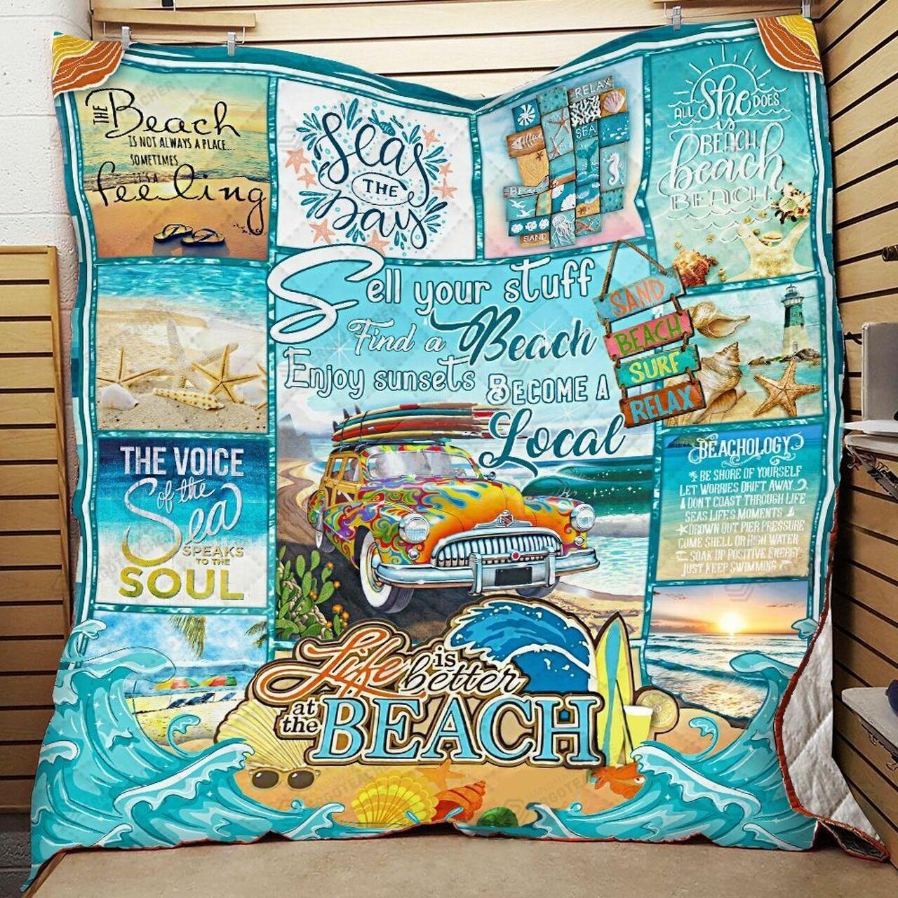 Sell Yotuff Find A Beach Enjunset Become A Local Lif Better At The Beach Quilt Blanket Greattomized Blanket G For Birthday C Thgiving