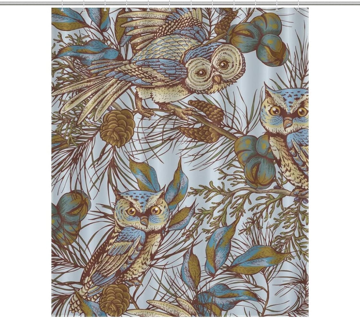 Owl Animal Print Shower Curtain Set For Bathroom Home Decor Gifts