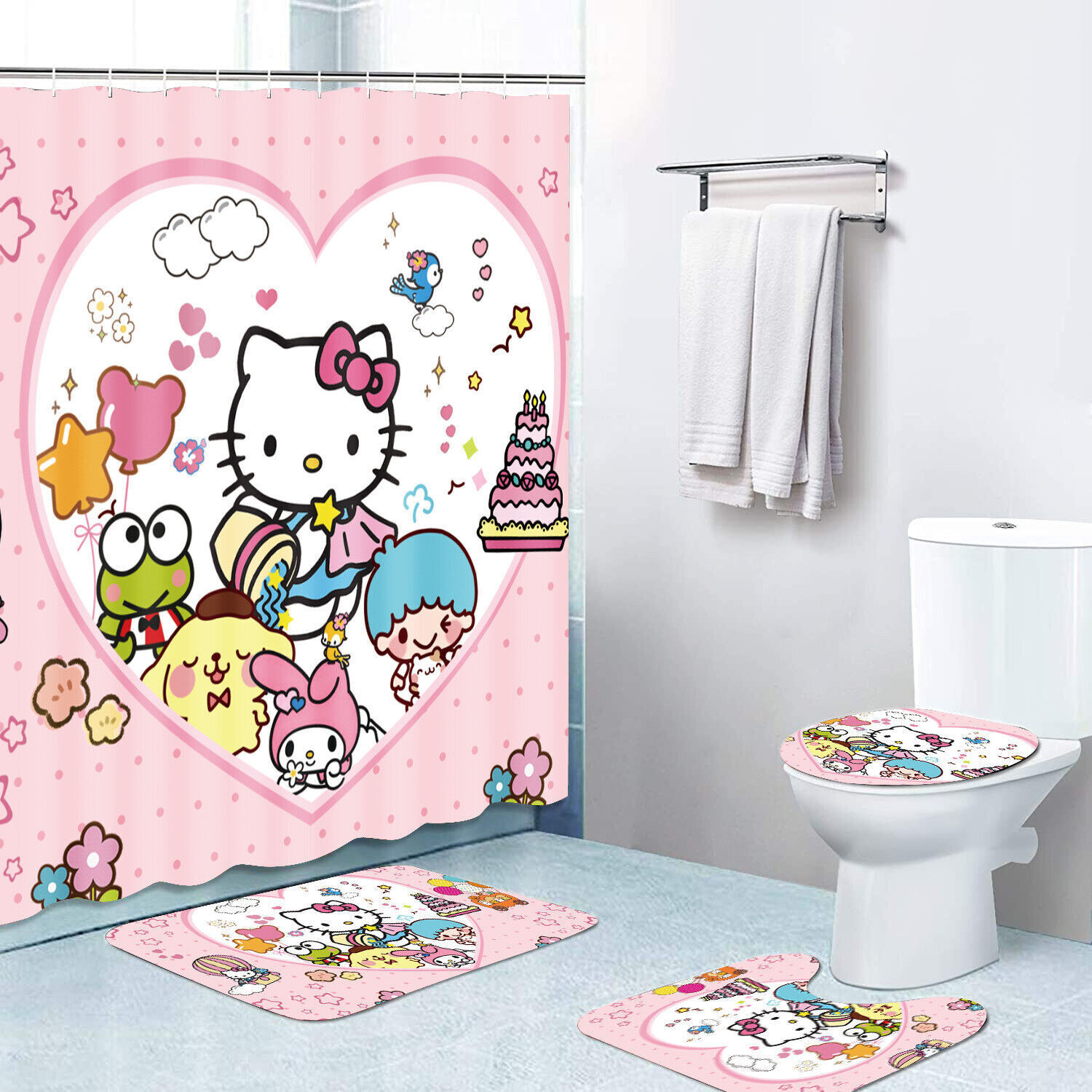 Paradise Hello Kitty Animal Print Shower Curtain Mat For Bathroom