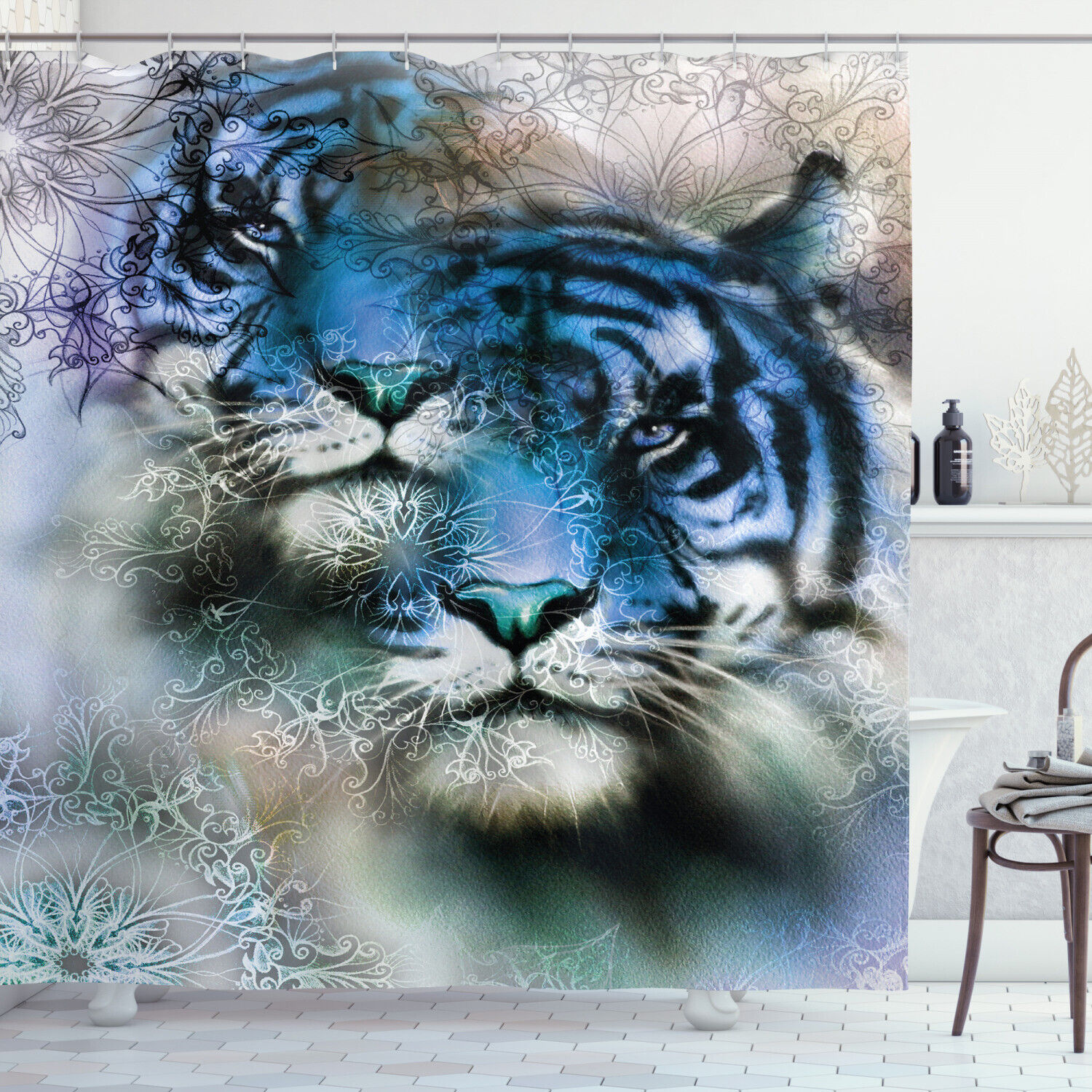 African Safari Tigers Animal Print Shower Curtain For Bathroom