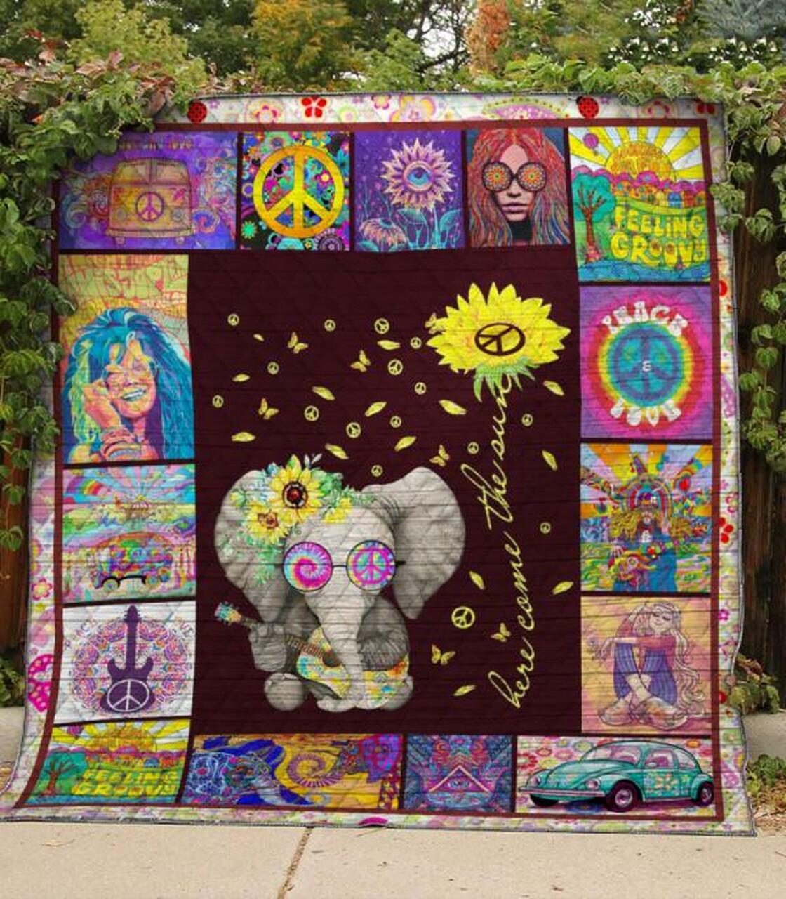 Hippie Little Elephant Quilt Blanket Quilt