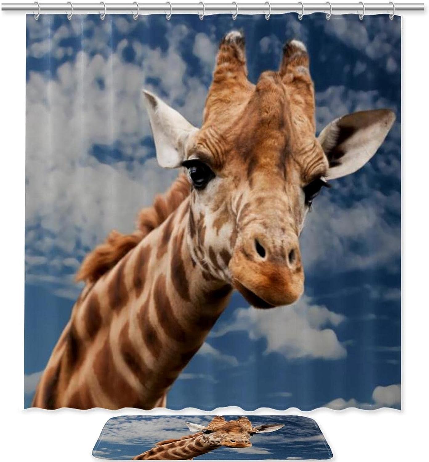 Giraffe Skin Print Waterproof Fabric Animal Print Shower Curtain For Bathroom