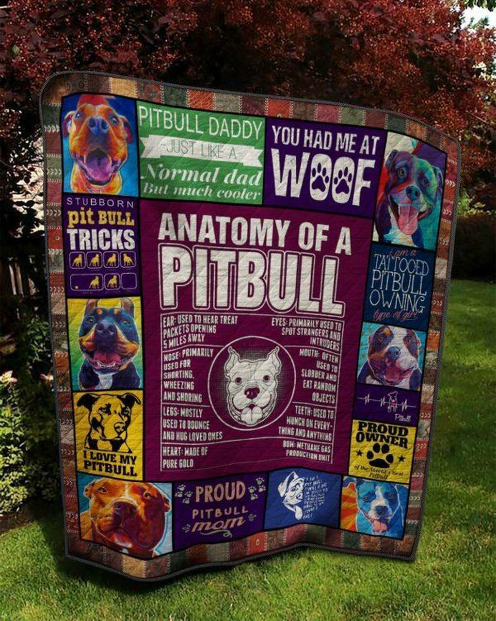 Anatomy Of A Pit Bull Quilt Blanket Quilt