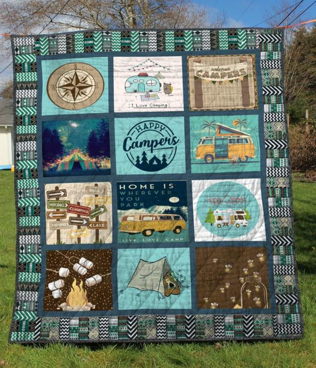 Happy Camping Quilt Blanket Quilt