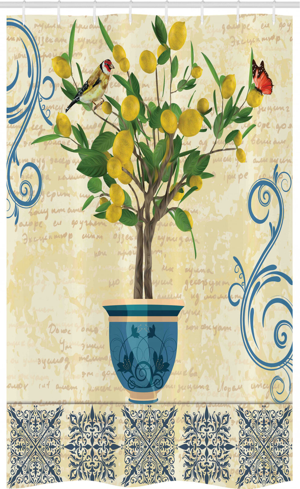 Retro Style Lemon Tree Shower Curtain Ancient Stall Home Decor For Bathroom