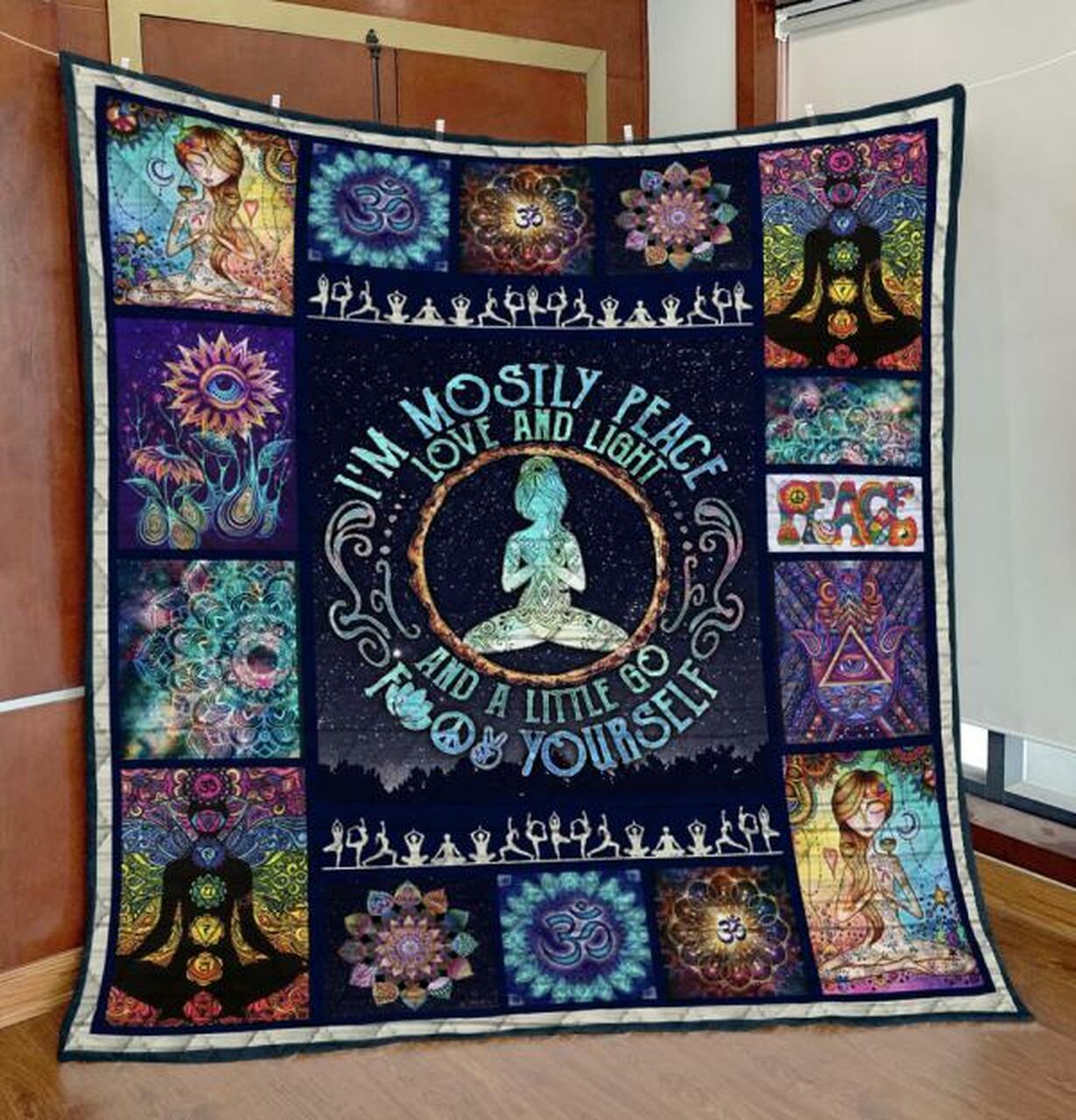 Hippie Girl Peace Quilt Blanket Quilt