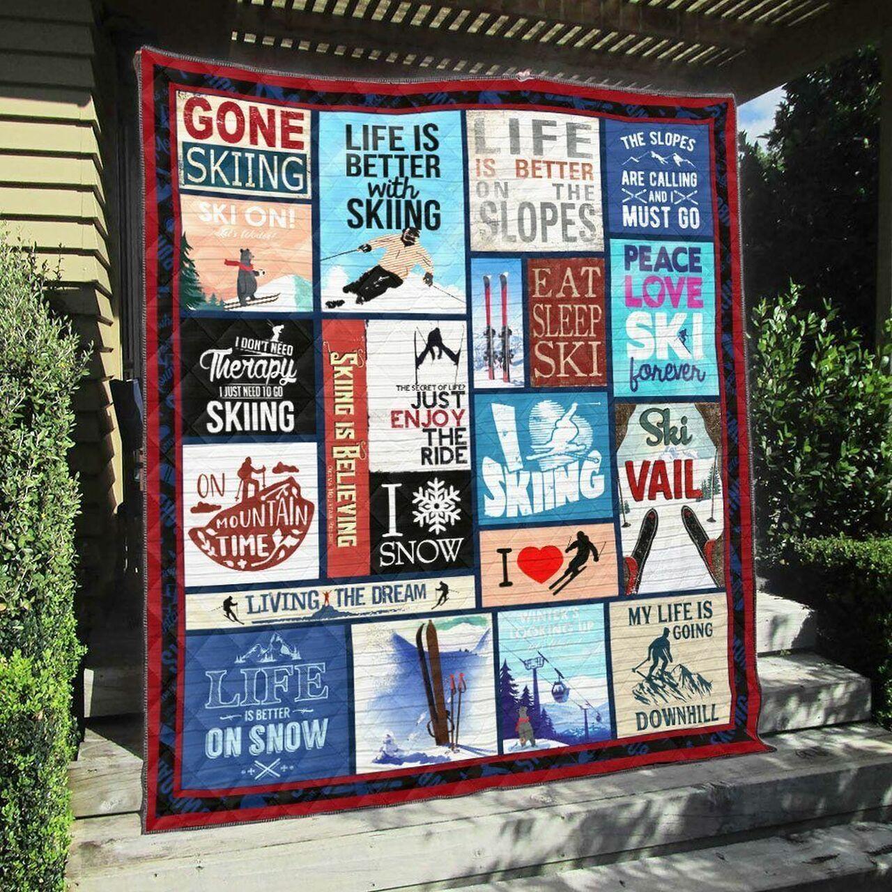 Skiing Qh1290705C Tbg Quilt Blanket