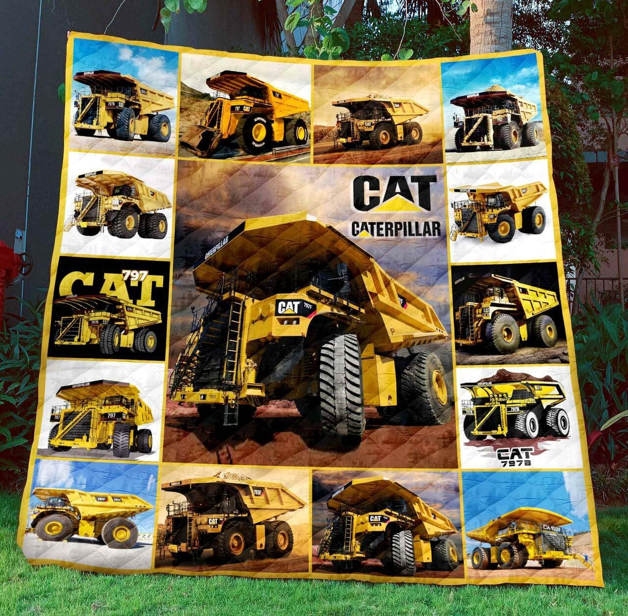 Ctpt B310717 Caterpillar Truck Quilt Blanket Quilt