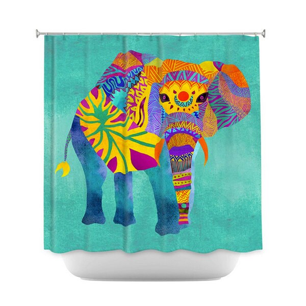 Spice Up Your Home Decor With Whimsical Elephant Aqua Ethnic Multicolor Artistic Shower Curtain