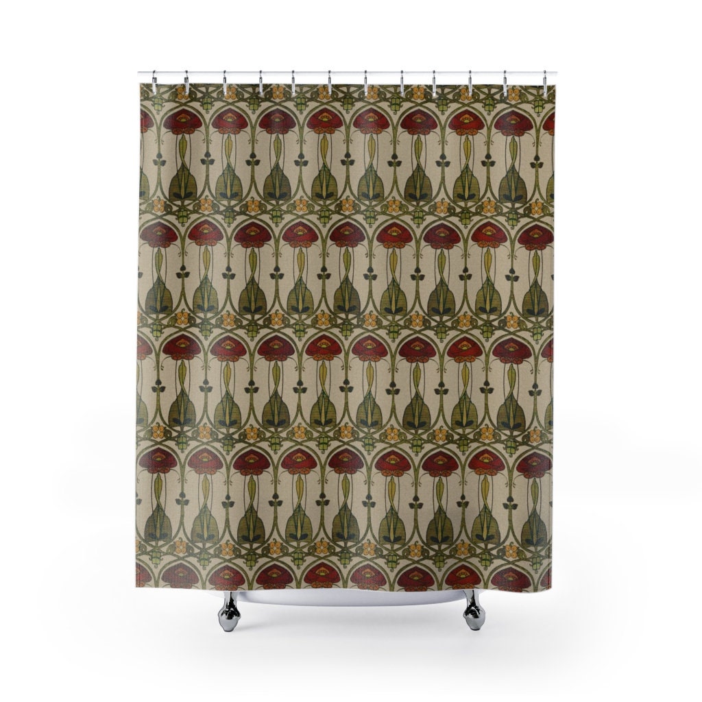 Charles Rennie Mackintosh Art Nouveau Shower Curtain For Scottish Bathroom Decor