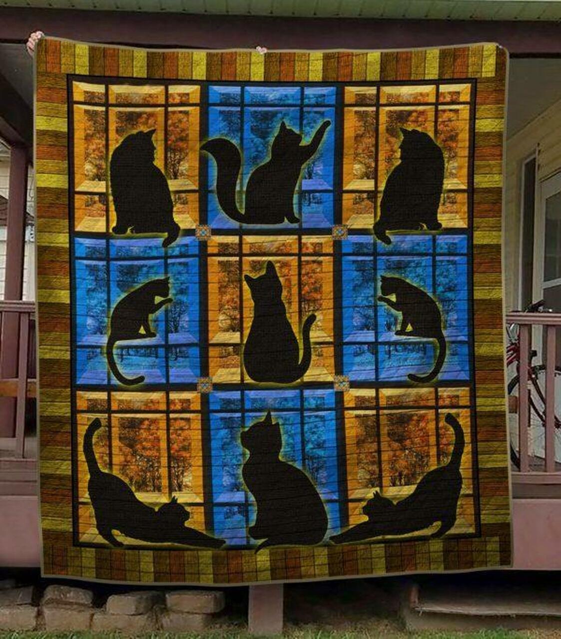 Silhouette Cat Quilt Blanket Quilt