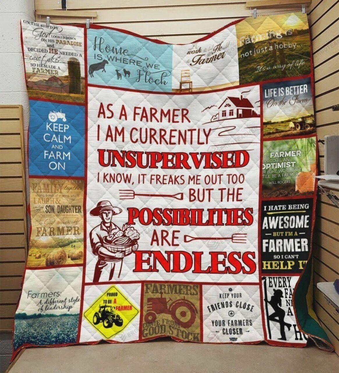 Farmer Keep Calm And Farm On Quilt Blanket Greattomized Blanket G For Birthday C Thgiving