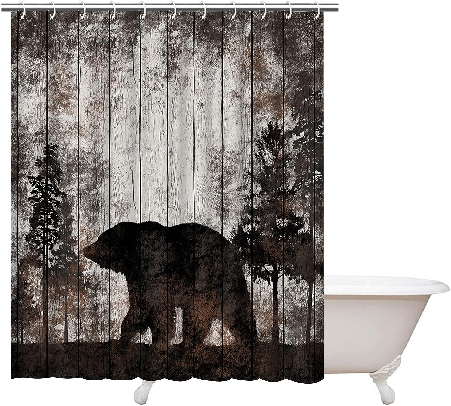 Embrace Rustic Cabin Decor With Artistic Print Bear Shower Curtain