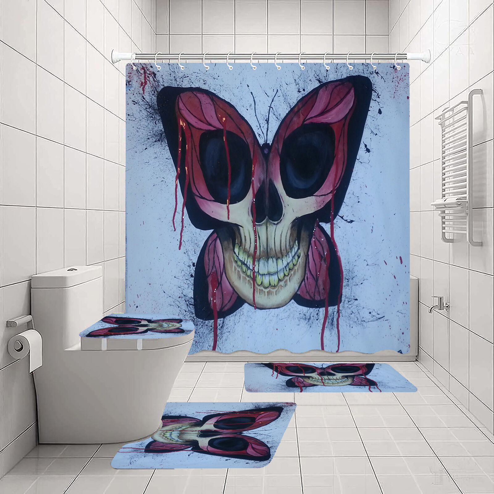 Skull Moth Butterfly Shower Curtain With Artistic Print To Enhance Your Bathroom