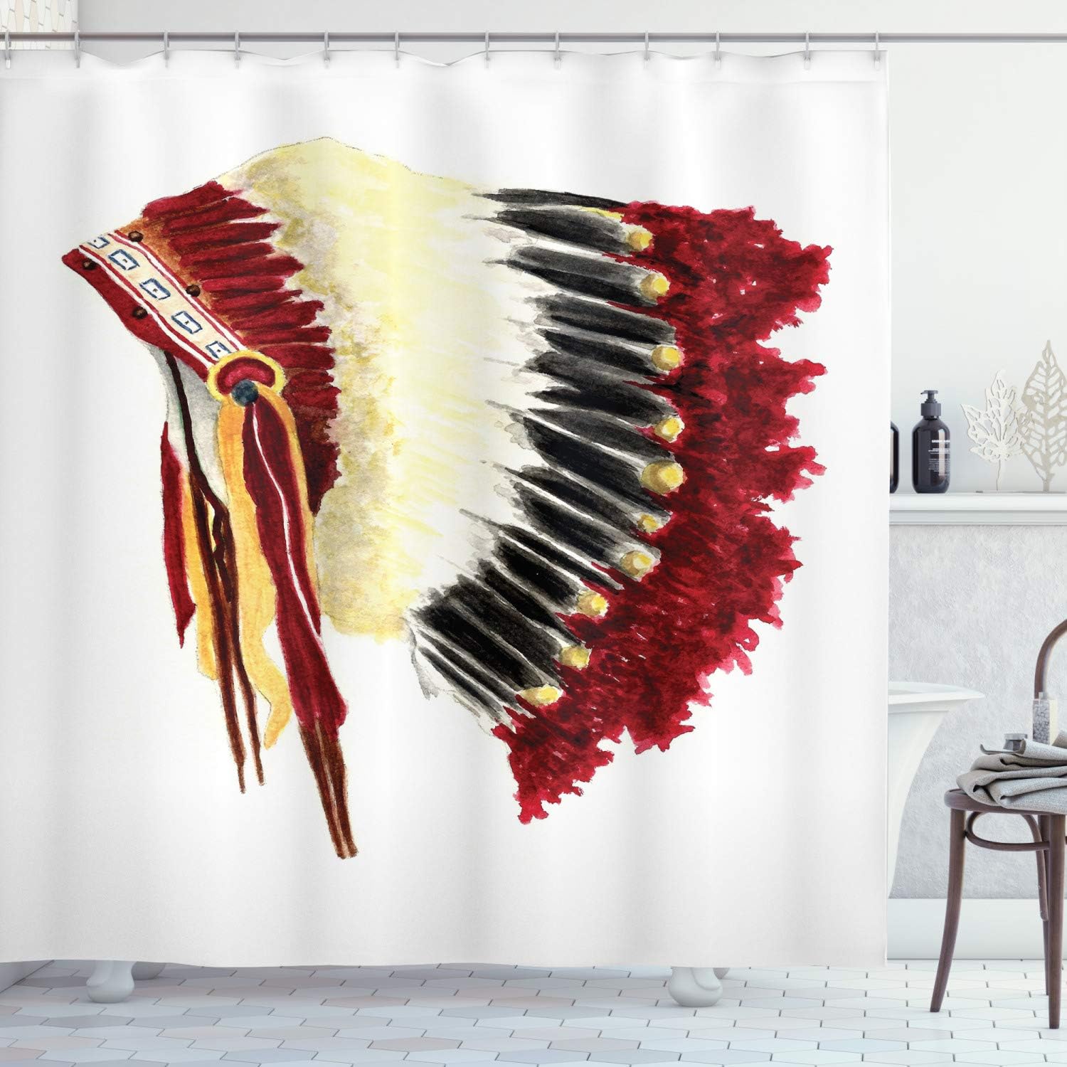 Eagle Feather Shower Curtain, Original Symbolic Native American Life Style, Bathroom Decor