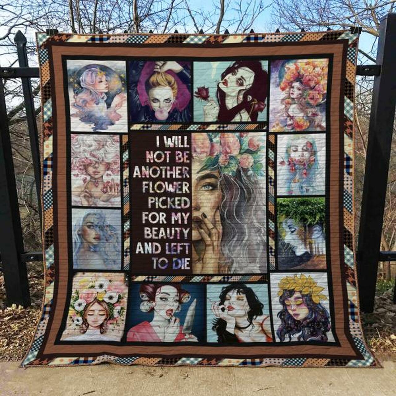 Hippie Girl Flower Quilt Blanket Quilt