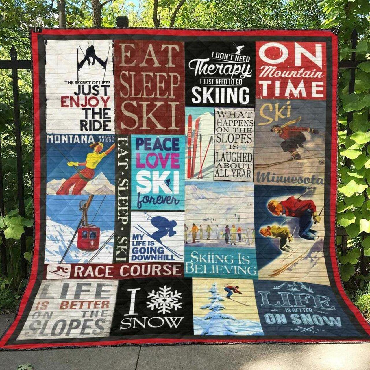 Skiing Li310704B Tbg Quilt Blanket