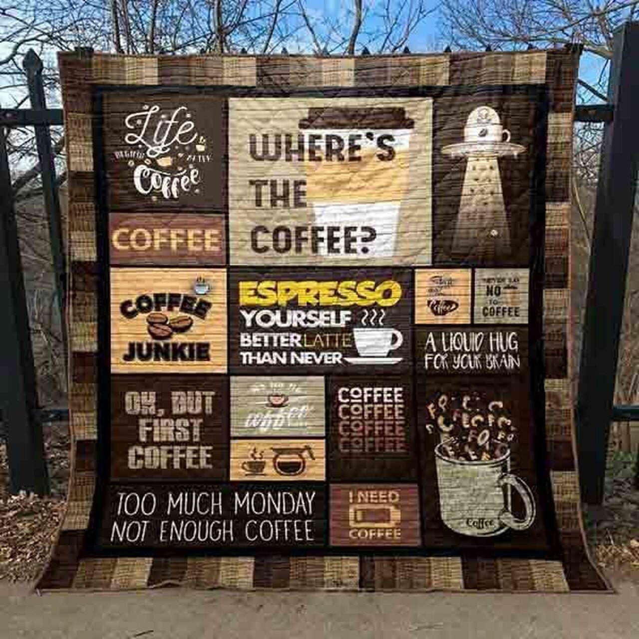 Too Much Monday Not Enough Coffee Quilt Blanket Greattomized Blanket G For Birthday C Thgiving