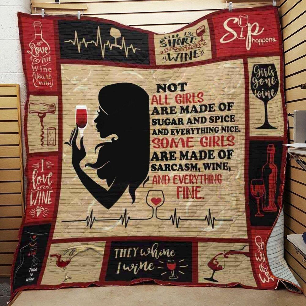 Some G Are Made am Wine And Everything Fine Quilt Blanket Greattomized Blanket G For Birthday C Thgiving