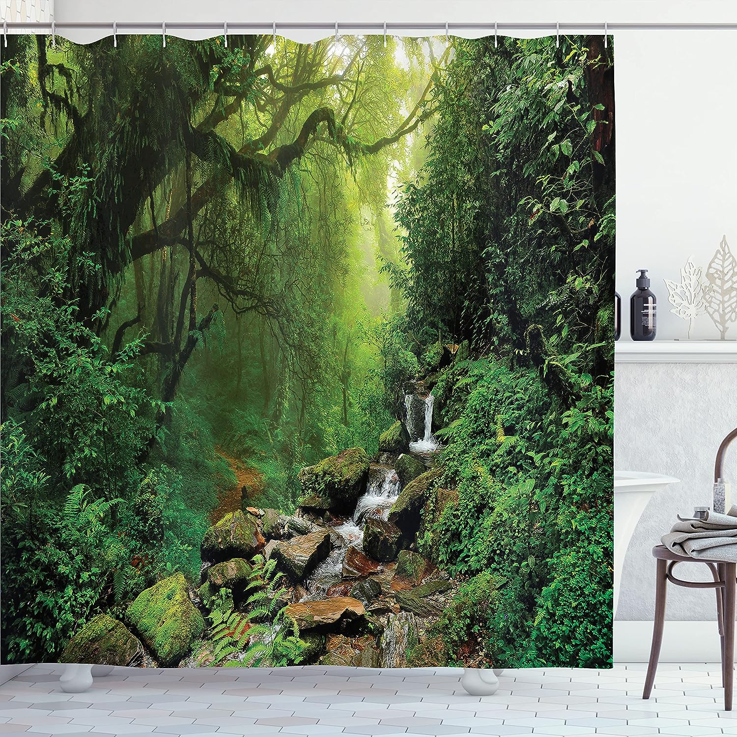 Nepal Footpath Rainforest Shower Curtain With Forest Print Bathroom Decor