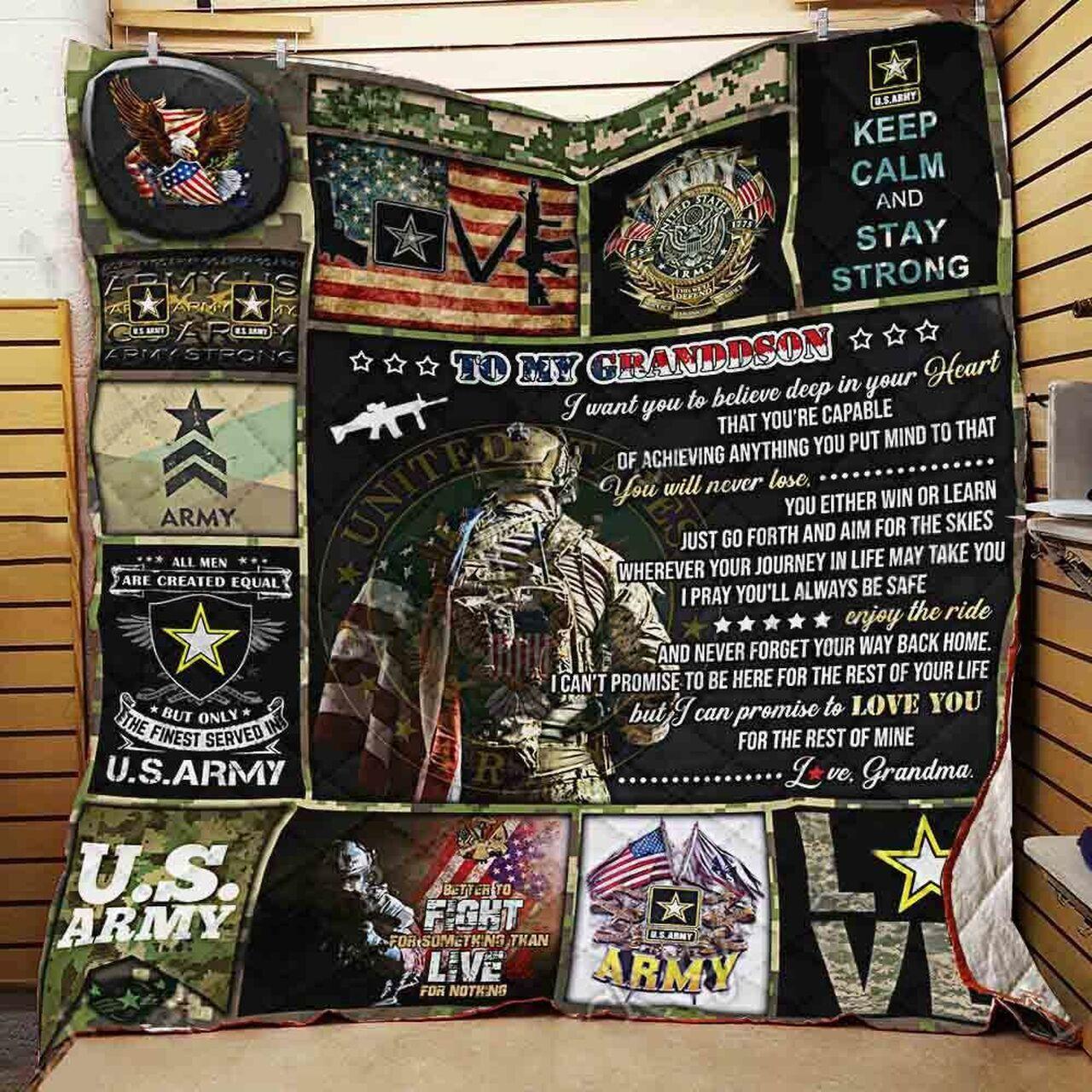 onalize Army To My Gron From Grandma I Want You To Believe Quilt Blanket Greattomized G For Birthday C Thgiving